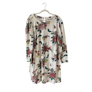 LOFT Floral Shift Dress Plus Size 20 Long Sleeve Knee Length Casual Work